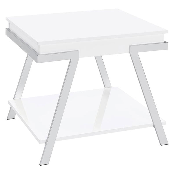 Marcia Rectangular Side End Table White High Gloss - 708157
