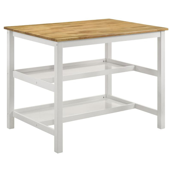 Hollis Kitchen Island Counter Height Table Brown and White - 122246B1