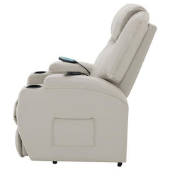 Sanger Upholstered Power Lift Massage Recliner Champagne - 600497P