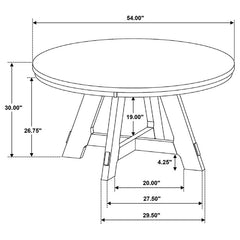 Danvers 5-piece Round 54-inch Dining Table Set Brown Oak - 109150-S5