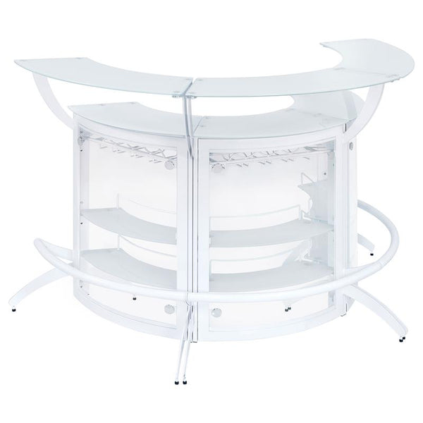 Dallas 2-shelf Curved Home Bar White and Frosted Glass (Set of 3) - 182136-S3