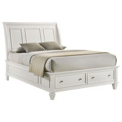 Sandy Beach Wood Queen Storage Panel Bed Cream White - 201309Q