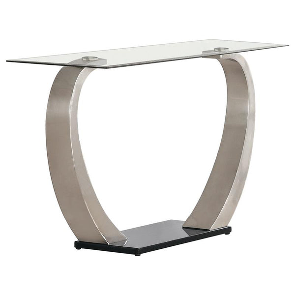 Pruitt Glass Top Metal Base Console Table Satin - 701239