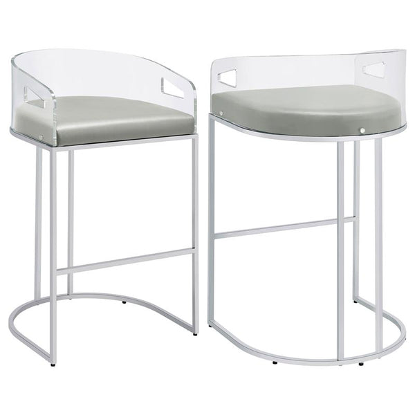 Thermosolis Acrylic Back Bar Stools Grey and Chrome (Set of 2) - 183406