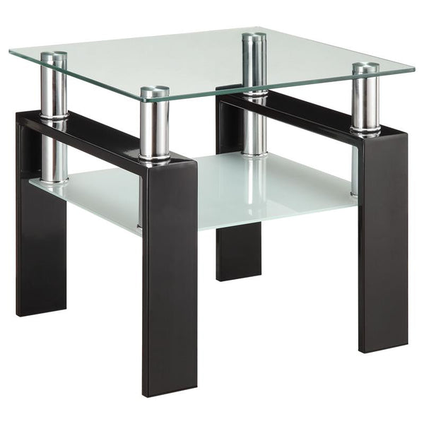 Dyer 1-shelf Square Glass Top Side End Table Black - 702287