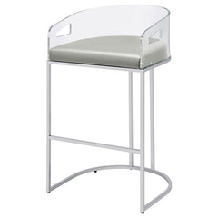 Thermosolis Acrylic Back Bar Stools Grey and Chrome (Set of 2) - 183406
