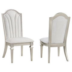 Evangeline Upholstered Dining Side Chair with Faux Diamond Trim Ivory and Silver Oak (Set of 2) - 107552