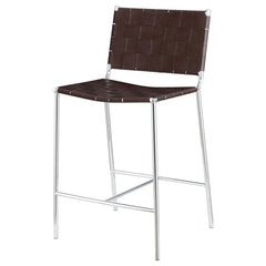 Adelaide Upholstered Counter Height Stool with Open Back Brown and Chrome - 183583