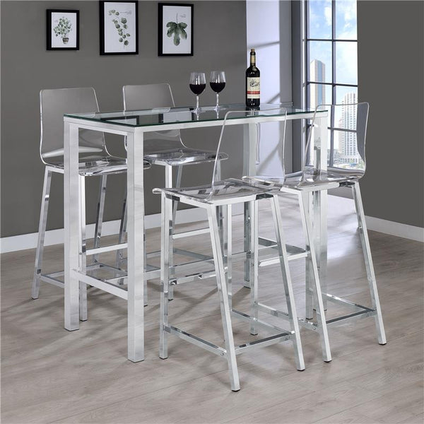 Tolbert Bar Table with Glass Top Chrome - 104873