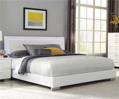 Felicity Wood Eastern King LED Panel Bed White High Gloss - 203500KE