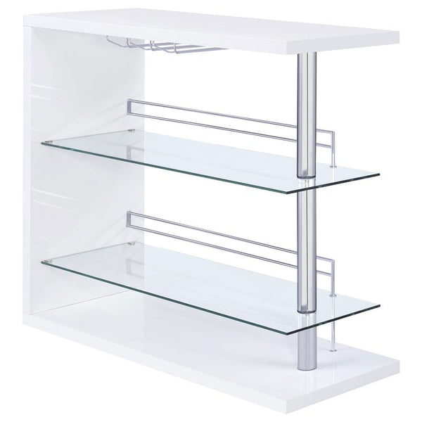 Prescott Rectangular 2-shelf Bar Unit Glossy White - 100167