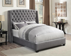 Pissarro Upholstered Eastern King Wingback Bed Grey - 300515KE