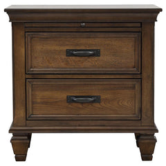 Franco 2-drawer Nightstand with Pull Out Tray Burnished Oak - 200972