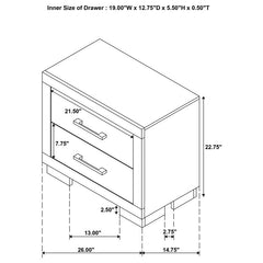 Jessica 2-drawer Nightstand White - 202992