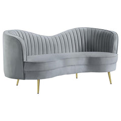 Sophia Upholstered Channel Tufted Loveseat Grey - 506865