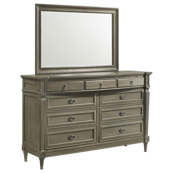Alderwood 9-drawer Dresser with Mirror French Grey - 223123M