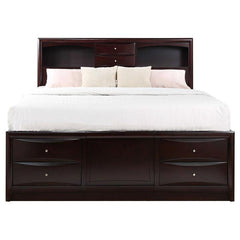 Phoenix Wood Eastern King Storage Bookcase Bed Cappuccino - 200409KE