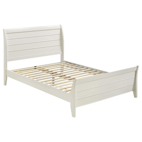 Selena Wood Full Panel Bed Cream White - 400231F