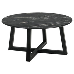 Skylark Round Marble-like SmartTop Coffee Table Black - 707848
