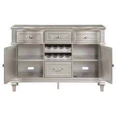 Evangeline 4-drawer Sideboard Server with Faux Diamond Trim Silver Oak - 107555