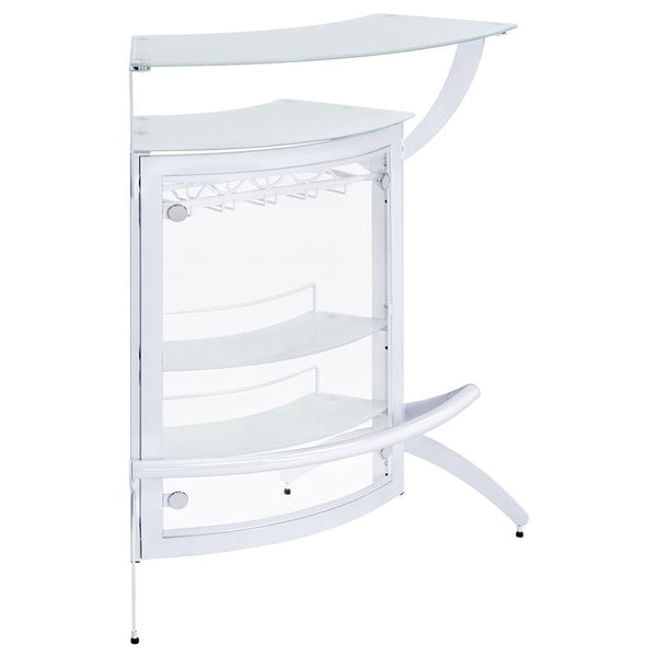 Dallas 2-shelf Home Bar White and Frosted Glass - 182136