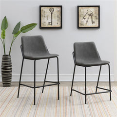 Earnest Solid Back Upholstered Counter Height Stools Grey and Black (Set of 2) - 183452
