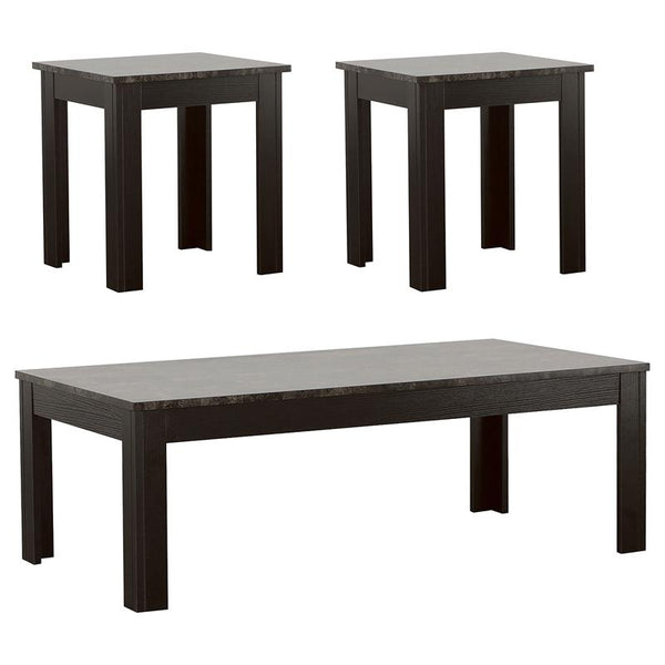 Rhodes 3-piece Faux Marble Top Coffee Table Set Grey - 700375