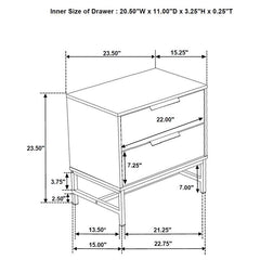 Sonora 2-drawer Nightstand Bedside Table White - 224862