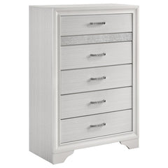Miranda 5-drawer Chest White and Rhinestone - 205115