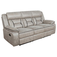 Greer Upholstered Motion Reclining Sofa Taupe - 651351