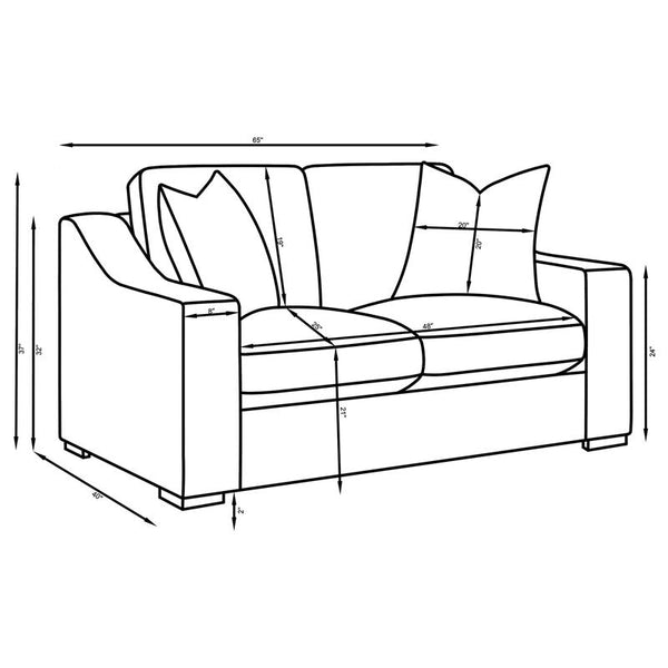 Ashlyn 2-piece Upholstered Sloped Arm Sofa Set White - 509891-S2