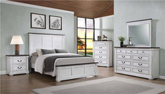 Hillcrest Wood Eastern King Panel Bed Distressed White - 223351KE