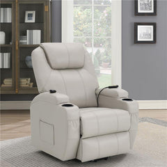 Sanger Upholstered Power Lift Massage Recliner Champagne - 600497P