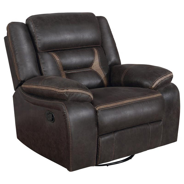 Greer Upholstered Swivel Glider Recliner Chair Brown - 651356