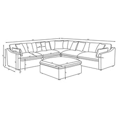Hobson 6-piece Upholstered Modular Sectional Sofa Ivory - 551451-SET