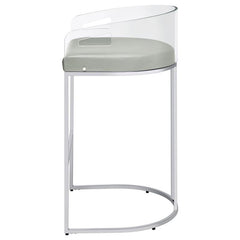 Thermosolis Acrylic Back Bar Stools Grey and Chrome (Set of 2) - 183406
