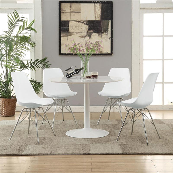 Juniper Armless Dining Chairs White and Chrome (Set of 2) - 102792