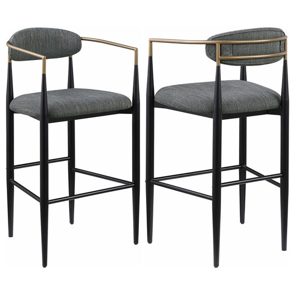 Tina Metal Pub Height Bar Stool with Upholstered Back and Seat Dark Grey (Set of 2) - 121189