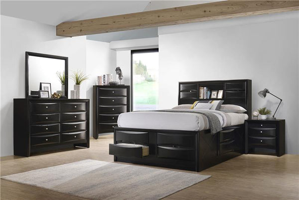 Briana Wood Eastern King Storage Bookcase Bed Black - 202701KE