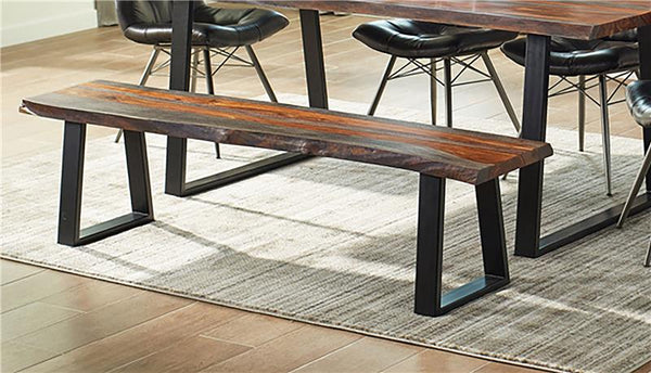 Ditman Live Edge Dining Bench Grey Sheesham and Black - 110183