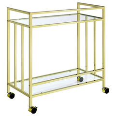 Cara Rectangular Glass Bar Cart Brass - 181381
