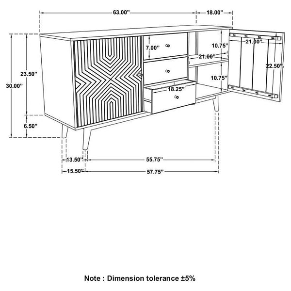 Partridge Rectangular 2-door Server Natural Sheesham and Black - 110575