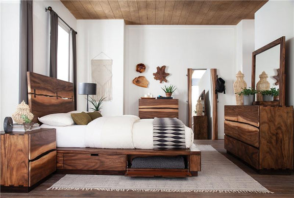 Winslow Wood Queen Storage Panel Bed Smokey Walnut - 223250SQ