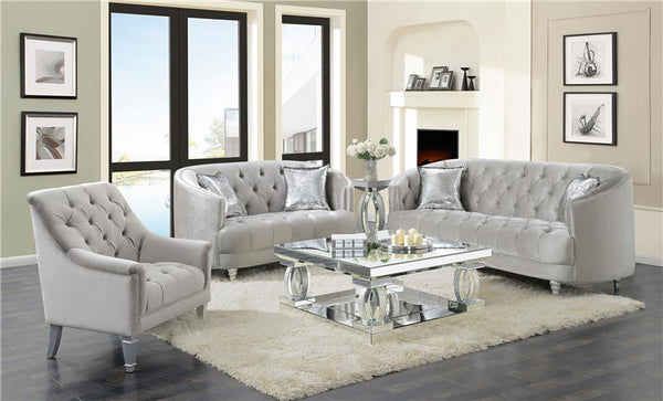Avonlea Upholstered Sloped Arm Sofa Grey Velvet - 508461