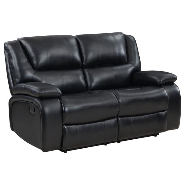 Camila Upholstered Motion Reclining Loveseat Black - 610245