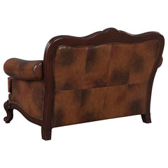 Victoria 2-piece Full Leather Upholstered Sofa Set Brown - 500681-S2
