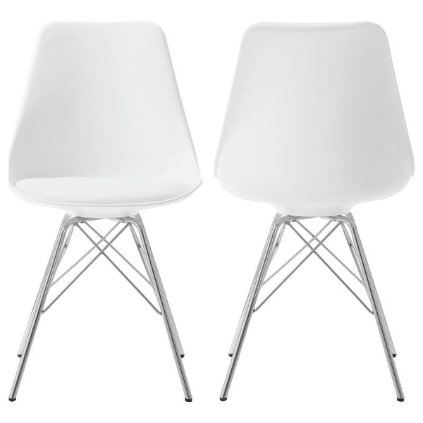 Juniper Armless Dining Chairs White and Chrome (Set of 2) - 102792