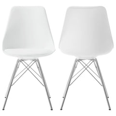 Juniper Armless Dining Chairs White and Chrome (Set of 2) - 102792