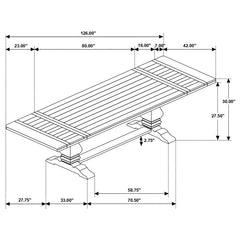 Florence Rectangular Pedestal Dining Table with Planked Wood Top Antique Black - 115531