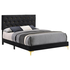 Kendall Upholstered California King Panel Bed Black - 224451KW